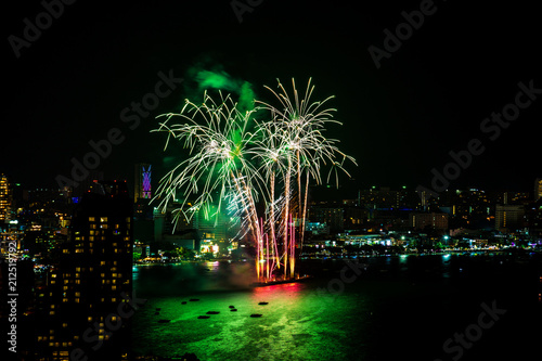 International Fireworks Festival over Pattaya City and Beach © piyawatfoto