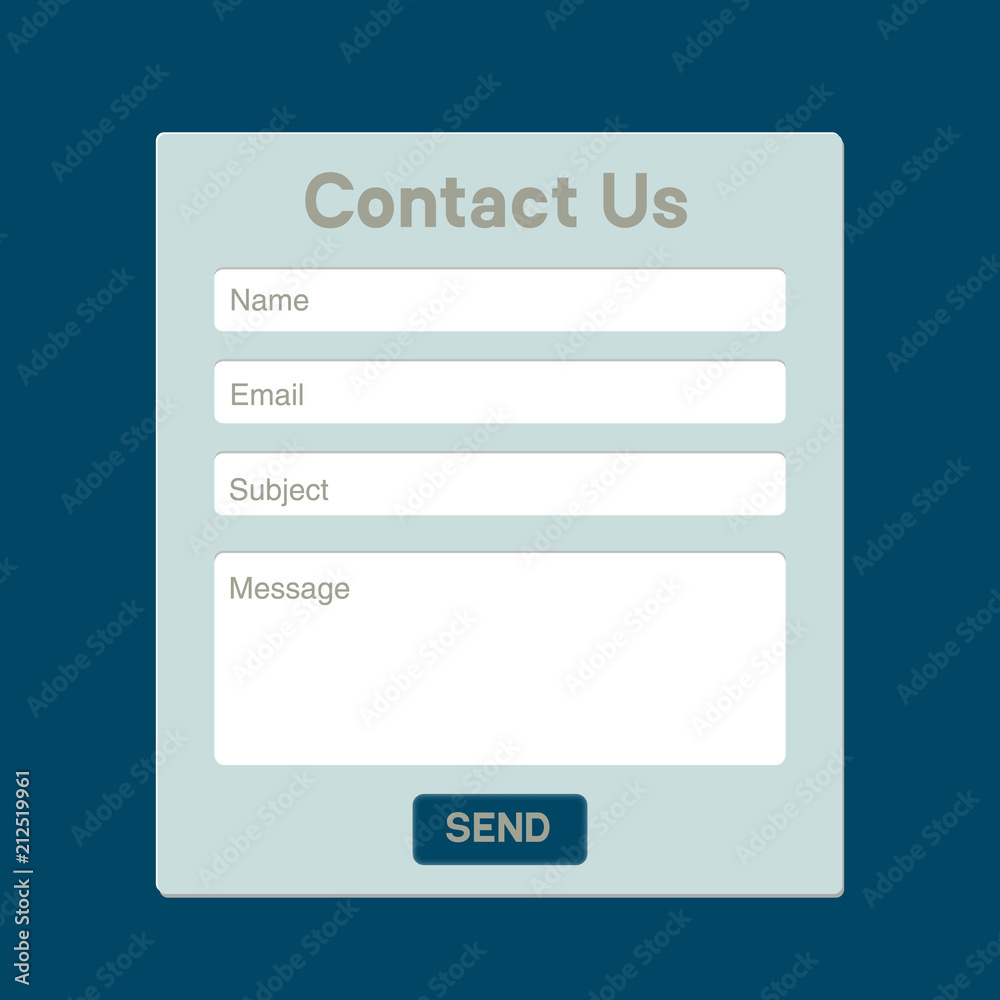 Simple Contact us form modern templates. Web Site design on blue background.  Vector template. Stock Vector | Adobe Stock