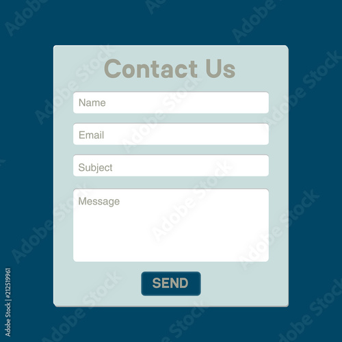 Simple Contact us form modern templates. Web Site design on blue background. Vector template.