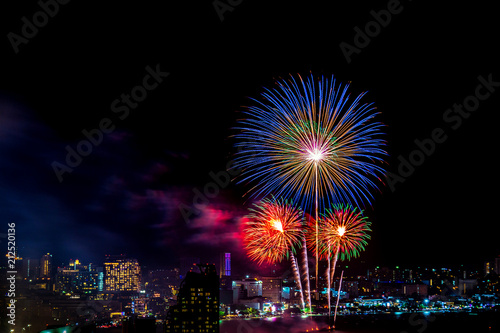 International Fireworks Festival over Pattaya City and Beach © piyawatfoto