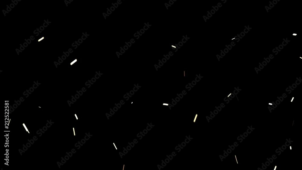 Animated bursting or dancing or exploding parks or heated metal particles as if grinding or polishing metal or blades. Black background, mask included. Animated bursting or dancing or exploding parks or heated metal particles as if grinding or polishing metal or blades. Black background, mask included.