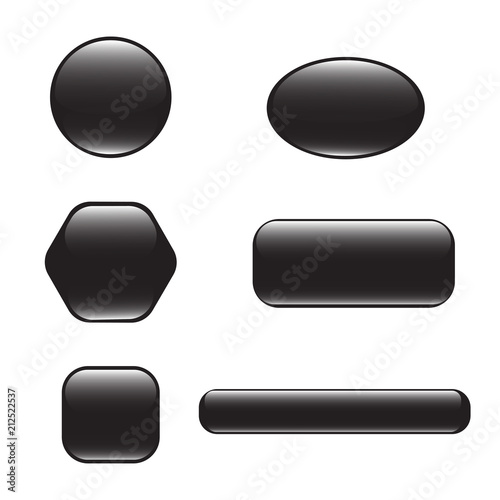 Set of black square and rounded button.