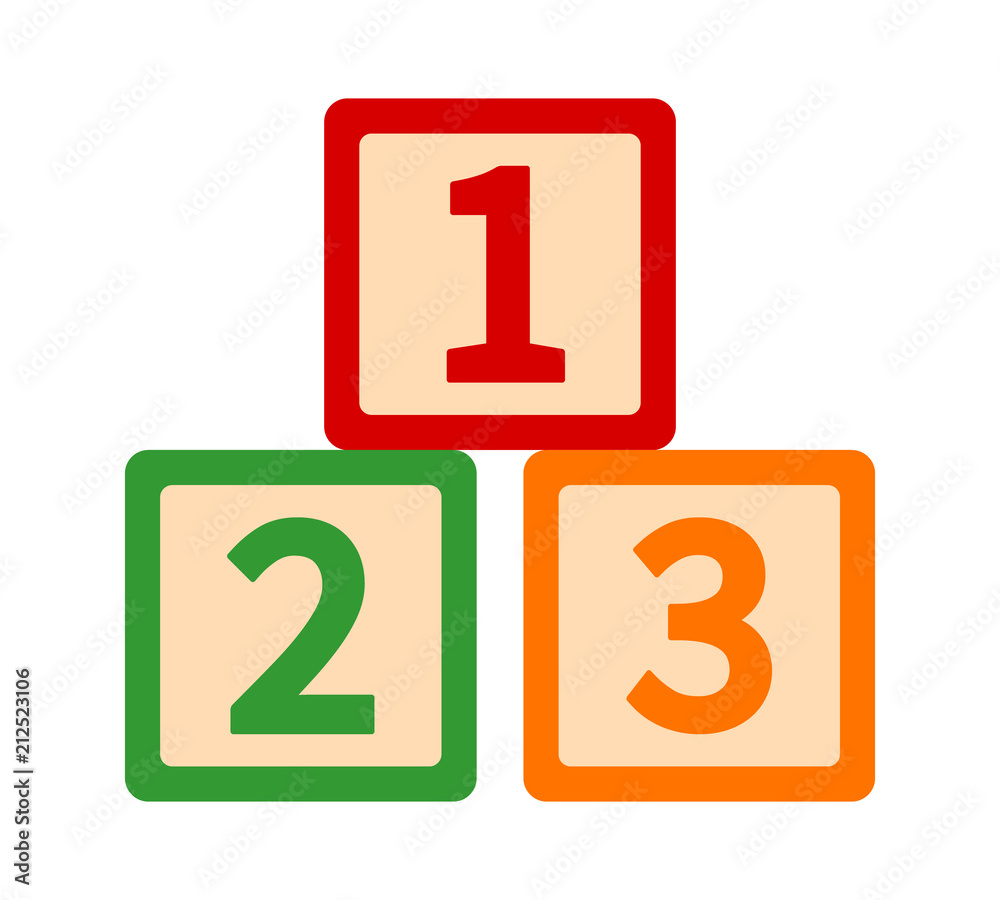 123 / 123s toy blocks or cubes with numbers for preschool learning flat vector color icon for apps and websites 123 / 123s toy blocks or cubes with numbers for preschool learning flat vector color icon for apps and websites