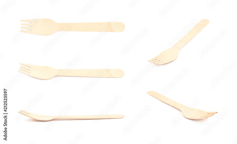Wooden fork isolated