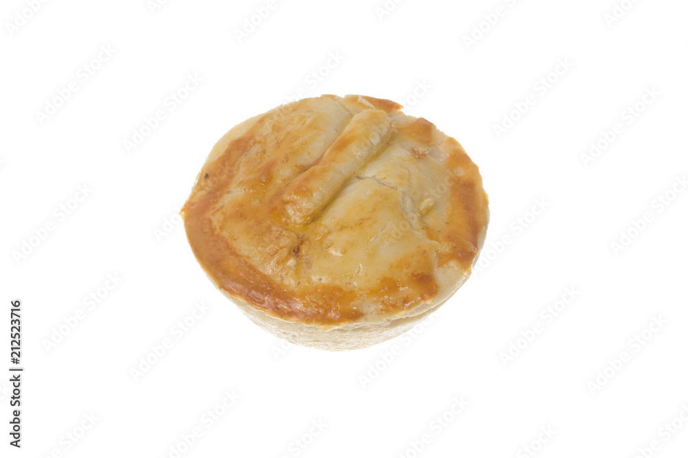 Stuffed chicken pie known as Empada in Portugal and Brazil. Isolated on white background. Stuffed chicken pie known as Empada in Portugal and Brazil. Isolated on white background.