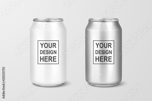 Vector realistic 3d empty glossy metal silver aluminium beer pack or can visual 330ml. Can be used for lager, alcohol, soft drink, soda, fizzy pop, lemonade, cola, energy drink, juice, water etc. Icon