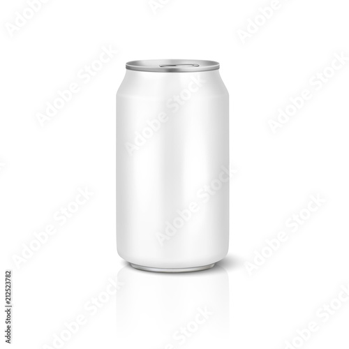 Vector realistic 3d empty glossy metal silver aluminium beer pack or can visual 330ml. Can be used for lager, alcohol, soft drink, soda, fizzy pop, lemonade, cola, energy drink, juice, water etc. Icon