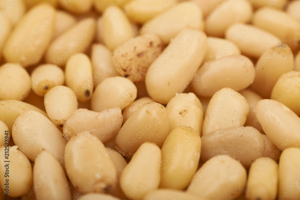 Surface coated with pine nuts Surface coated with pine nuts