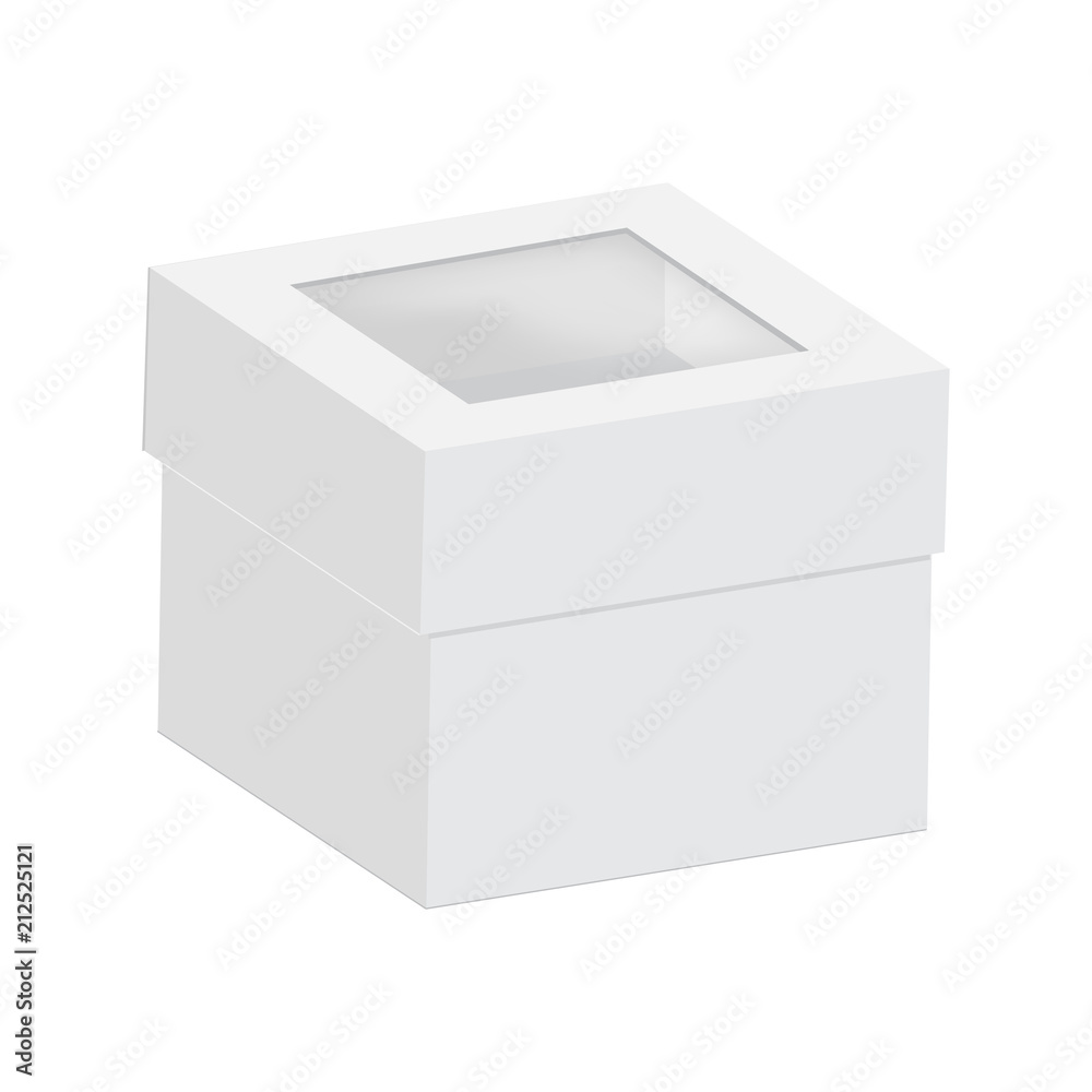 Fototapeta premium Blank of cardboard boxes with transparent window. Vector.