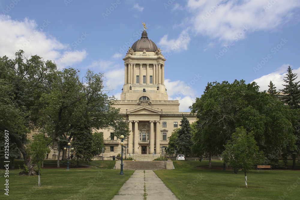 Winnipeg, Manitoba/Canada - July 7, 2018: The Manitoba Legislative Building in beautiful summer day