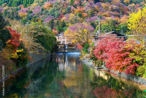 Beautiful landscape of Arashiyama with colorful of maple leaf beautiful of nature in autumn season Kyoto  Japan