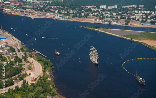 A large sailboat goes along the water area of the Daugava River.
The last windjammer bark Kruzenstern. photo