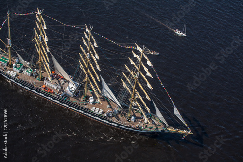 A large sailboat goes along the water area of the Daugava River.
The last windjammer bark Kruzenstern. photo