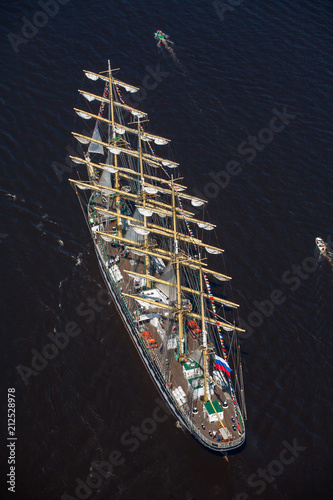 A large sailboat goes along the water area of the Daugava River.
The last windjammer bark Kruzenstern. photo