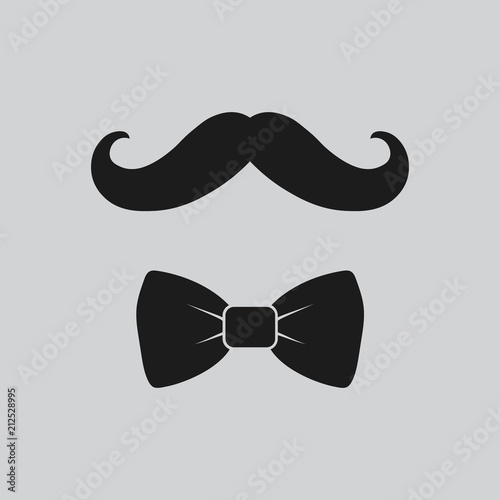 Mustacheand bowtie. Vector. Isolated.