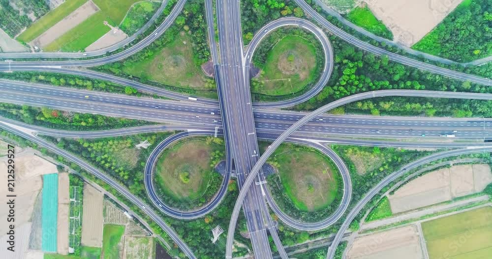 aerial view of highway interchange aerial view of highway interchange