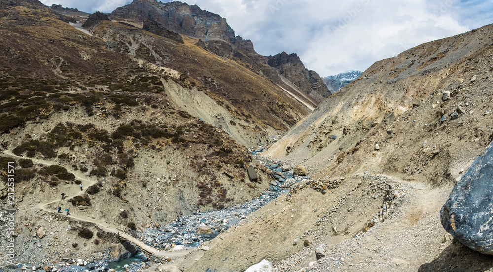 Tourists in the Himalayan mountains, Nepal. Tourists in the Himalayan mountains, Nepal.