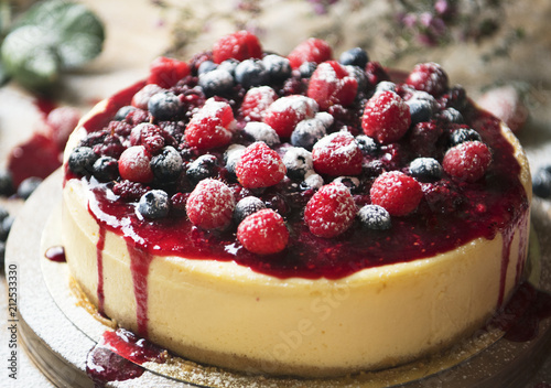 Fresh berry cheescake food photography recipe idea