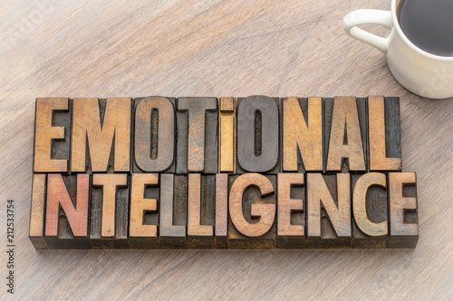 emotional intelligence - word abstract in vintage wood type
