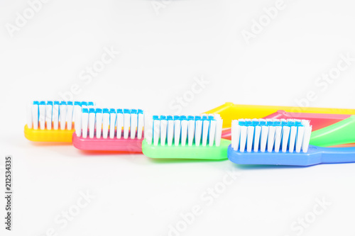 Toothbrush close-up isolated on a white background