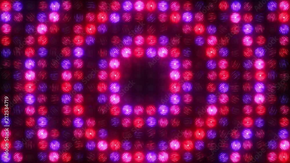 Circular flashes of a blue rose red light wall