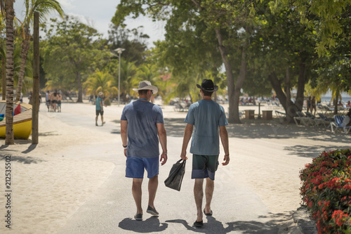 Two guys walking in Haiti