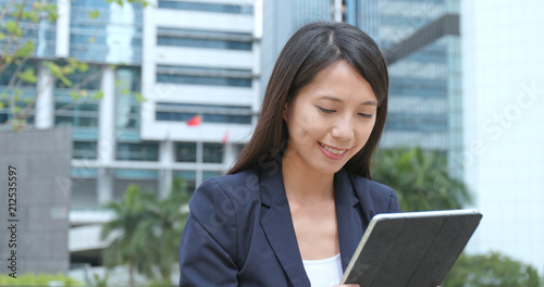Photography Businesswoman look at tablet computer
