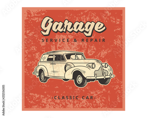 grunge garage service repair classic car vintage retro image
