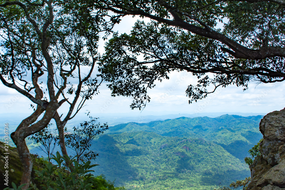 The point of view of the mountains and the town of Chaiyaphum at Pha Sut Pen Din in Pa Hin Ngam National Park , Chaiyaphum in Thailand.