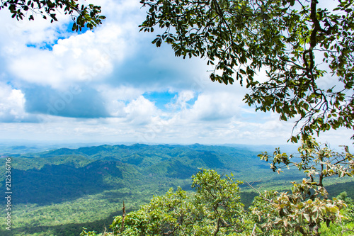 The point of view of the mountains and the town of Chaiyaphum at Pha Sut Pen Din in Pa Hin Ngam National Park , Chaiyaphum in Thailand. © Nueng