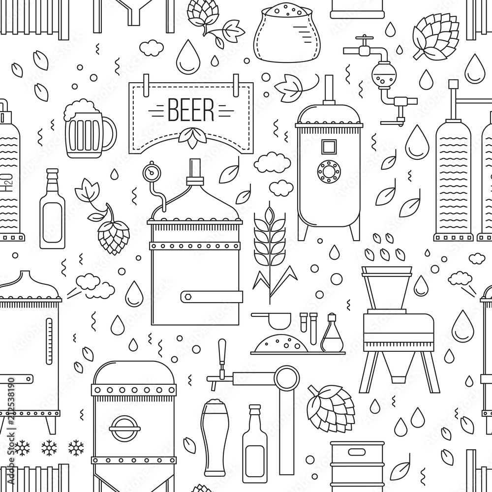Beer production pattern seamless stage. Vector illustration