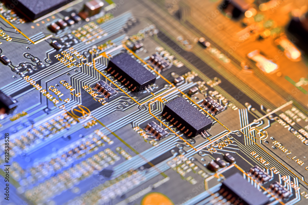 Obraz premium Electronic circuit board close up.