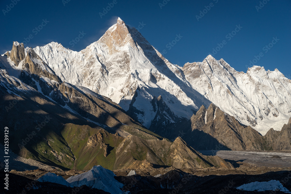 Fototapeta premium Masherbrum mountain peak or K1 inb Karakoram mountain range, Pakistan
