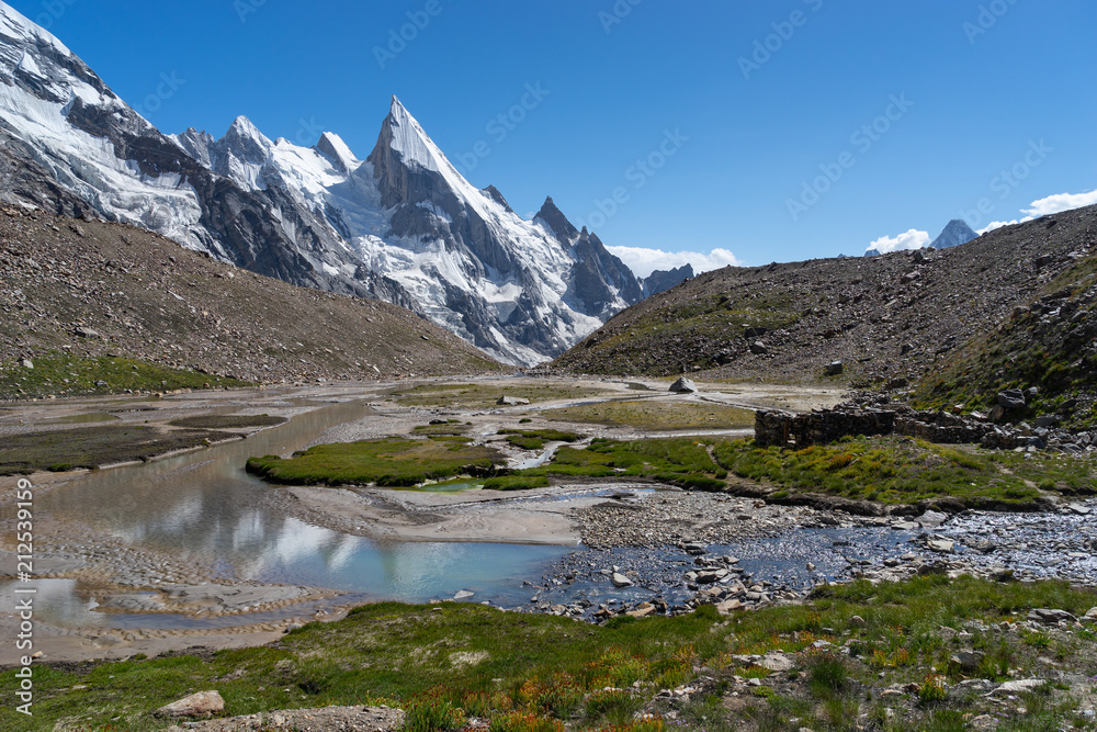 Fototapeta premium Beautiful Khuspang camp in summer season, K2 trek, Pakistan