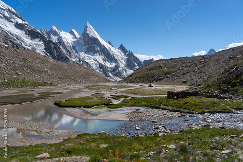 Beautiful Khuspang camp in summer season, K2 trek, Pakistan