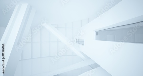 Abstract white parametric interior with window. 3D illustration and rendering.