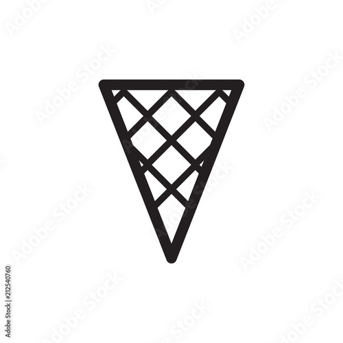 Simple black and wgite wafer ice cream cone outline icon. linear style sign for mobile concept and web design.