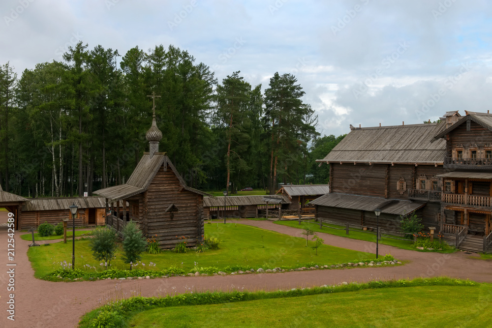 RUSSIA, SAINT PETERSBURG - AUGUST 18, 2017: Chapel of the Savior not made by hands in the estate Bogoslovka. RUSSIA, SAINT PETERSBURG - AUGUST 18, 2017: Chapel of the Savior not made by hands in the estate Bogoslovka.