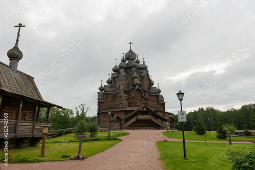RUSSIA, SAINT PETERSBURG - AUGUST 18, 2017: The Twenty-five-headed church of the Holy virgin (Pokrovskaya church) in the estate Bogoslovka
