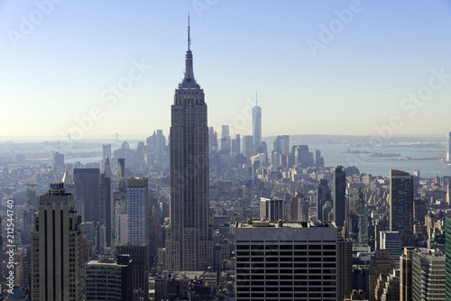 Ausblick auf Downtown Manhattan und Empire State Building vom Rockefeller Center  Manhattan  New York City  New York