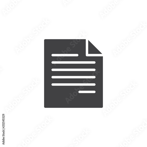 Paper Document vector icon. filled flat sign for mobile concept and web design. Text file simple solid icon. Symbol  logo illustration. Pixel perfect vector graphics