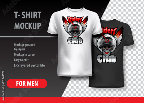 T-Shirt template, fully editable with Riders skull theme. EPS 10 Vector Illustration.