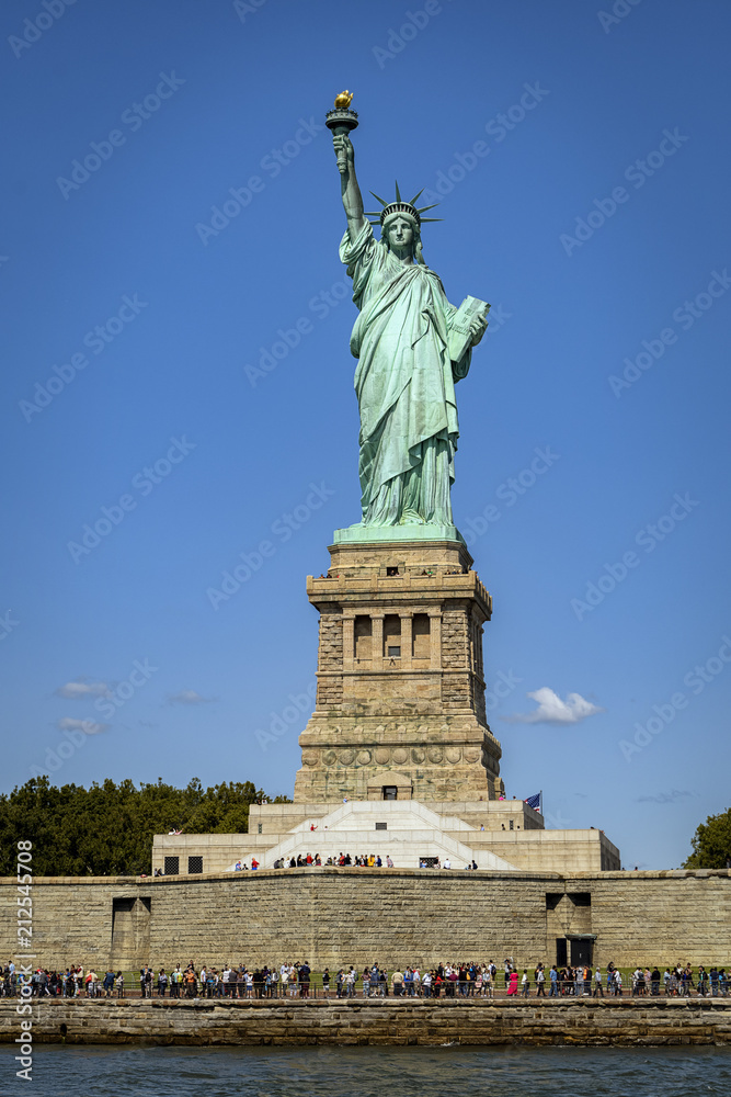 Statue of Liberty on Liberty Island in New York front view
