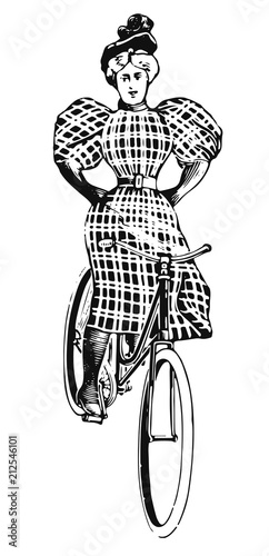 Woman vintage bike-rider design #vector #isolated - Dame Fahrradfahrerin