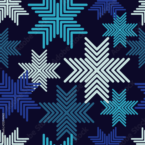 Seamless vector background with decorative snowflakes. Winter pattern. Textile rapport.