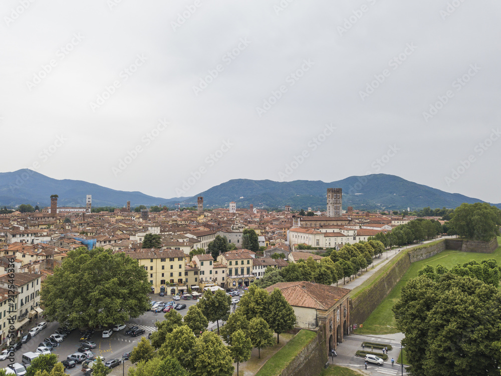 Lucca city. Aerial view. Italy. View from above Lucca city. Aerial view. Italy. View from above