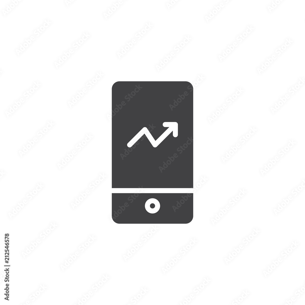 Tablet with Business graph vector icon. filled flat sign for mobile concept and web design. simple solid icon. Symbol, logo illustration. Pixel perfect vector graphics Tablet with Business graph vector icon. filled flat sign for mobile concept and web design. simple solid icon. Symbol, logo illustration. Pixel perfect vector graphics