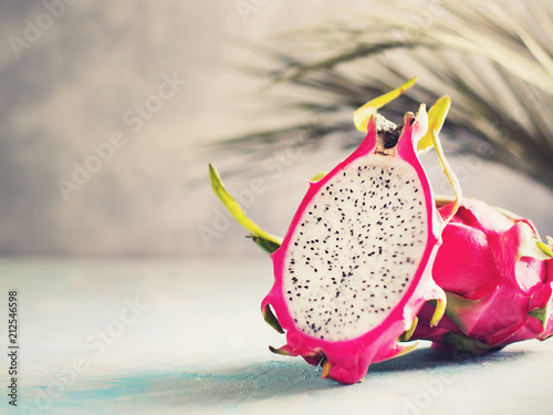 Ripe pitaya or dragonfruit close up photo