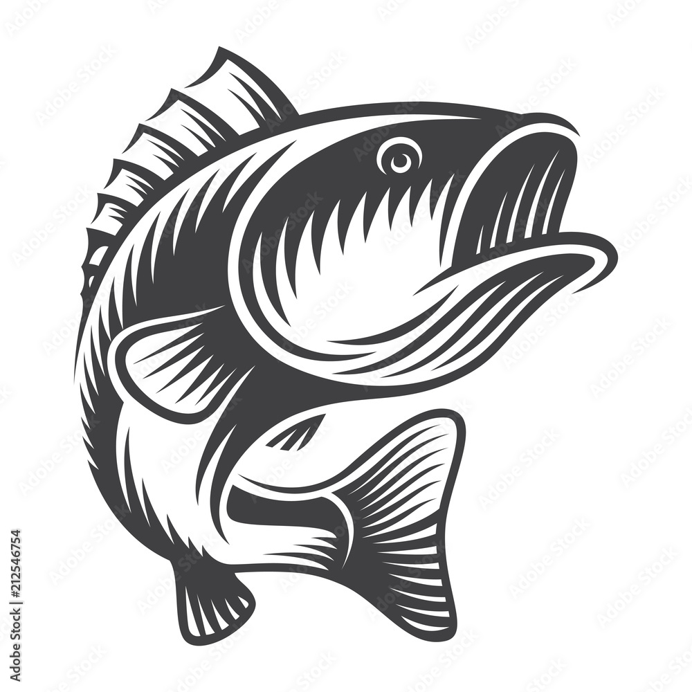 Vintage bass fish concept