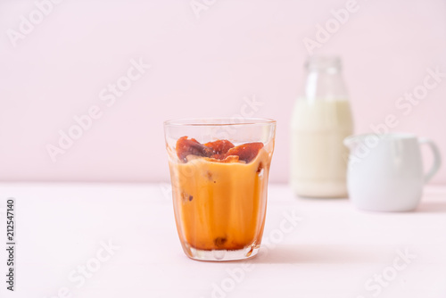 Thai tea ice cube with milk